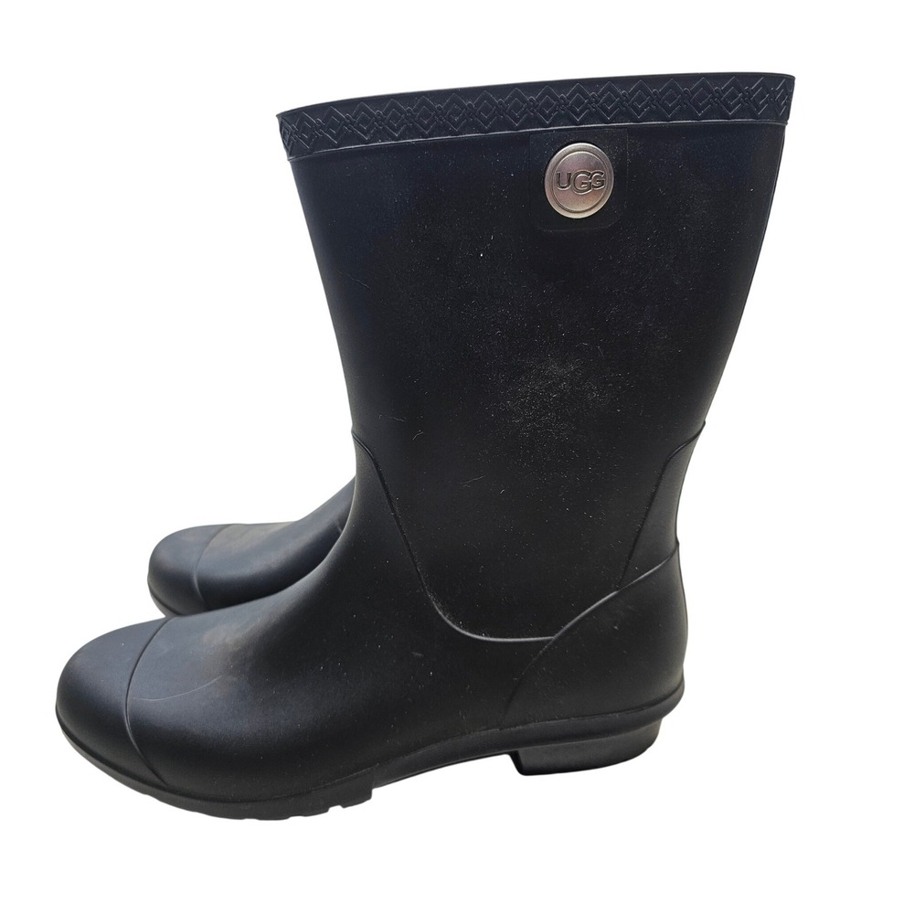 UGG Sienna Black Waterproof Rain Boots Womens 11 Sheepskin Insole 1100510‎ USA